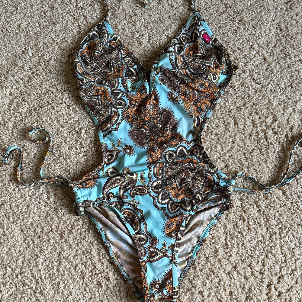 Paisley Print One Piece Swimsuit